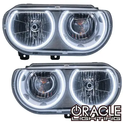 Oracle Lighting ORACLE Lighting 2008-2014 Dodge Challenger Pre-Assembled Halo Headlights - Non HID - Chrome