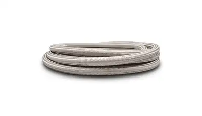 Vibrant Performance Stainless Steel Braided Flex Hose; -8AN; 0.4375 in. Hose ID; 0.6875 in. Hose OD; 1000 PSI Operating Pressure; 5000 PSI BP; Natural; 50 ft. Roll;
