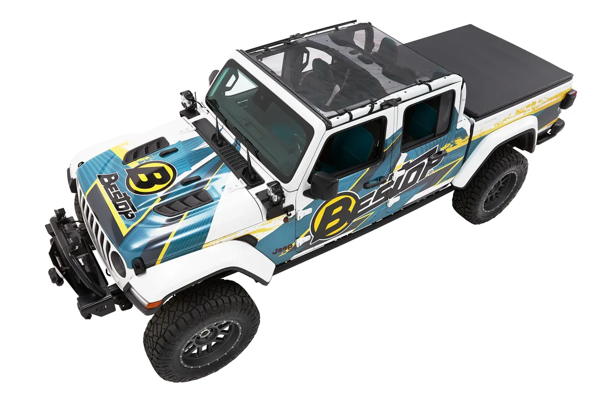 Jeep Gladiator Bikini Top Sun Extended Safari Style Bikini Top For Jeep 2020-2024 Gladiator Mesh Bestop product image