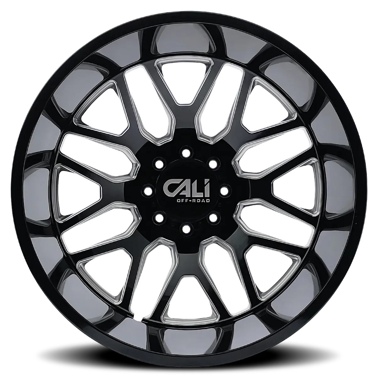 Dually Wheels Invader Dually 9115D GB-M 22x8.25 Milled Spokes Gloss Black 8 On 200 Bolt Pattern -192 Offset Cali Offroad Wheels product image