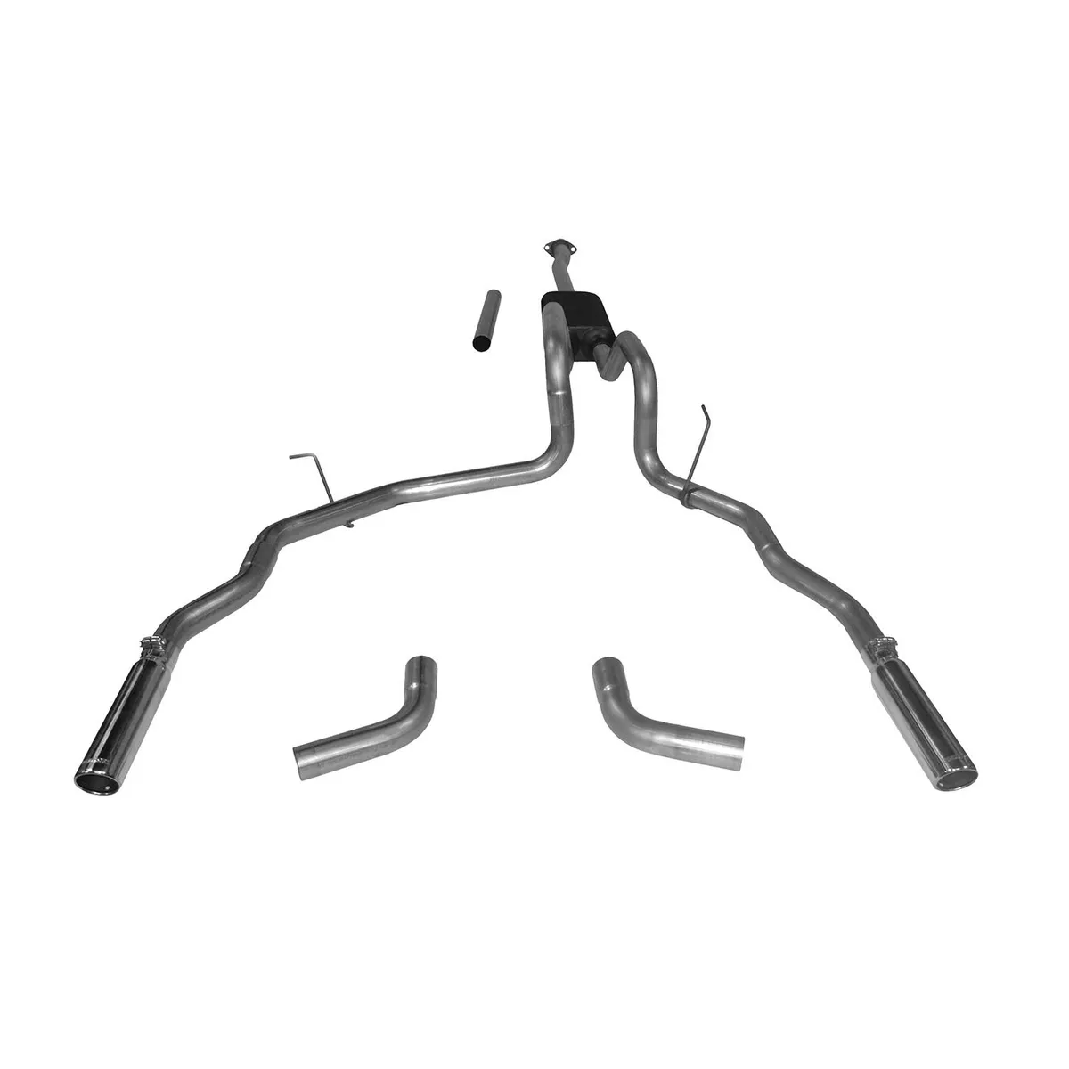 11-13 Ford F-150. 3.5L Eco Boost Turbo V6 All Wheel Bases Cat-back Pro-Series Muffler Mandrel Bent 2.5in. 16 Gauge Tubing 3in. Polished 304S W/Embossed Logo Tips DOR/S Force II 409S Stainless Steel product image