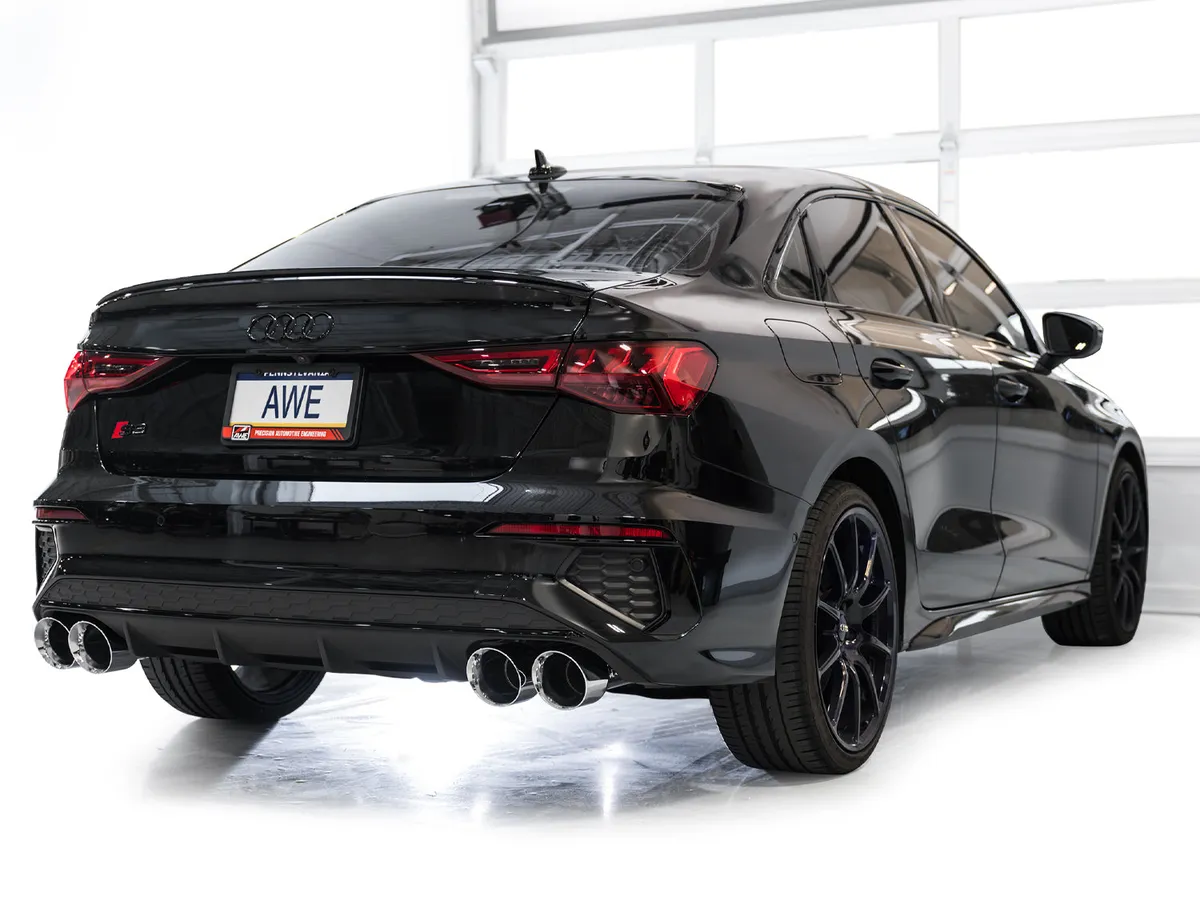AWE Track Edition Exhaust for Audi 8Y S3 - Chrome Silver Tips product image