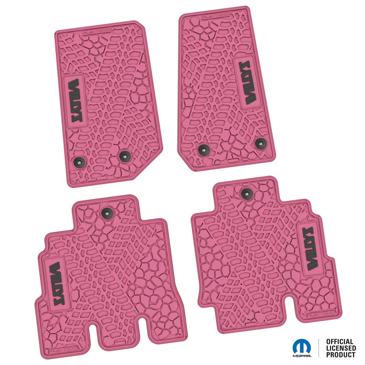 14-18 Jeep JKU 4 Dr Front and Rear -Tire Tread/Scorched Earth Scene w/ Willys Insert - Rugged Woods w/ Orange insert product image