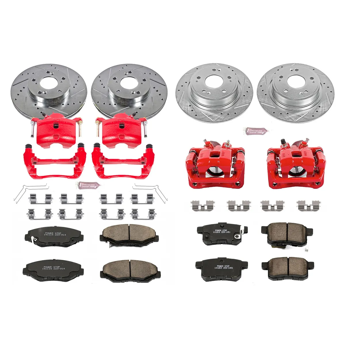 Z23 Evolution Sport Upgrade Kit: Drilled/Slotted Rotors; Carbon-Fiber Ceramic Pads; Powder Coated Calipers product image