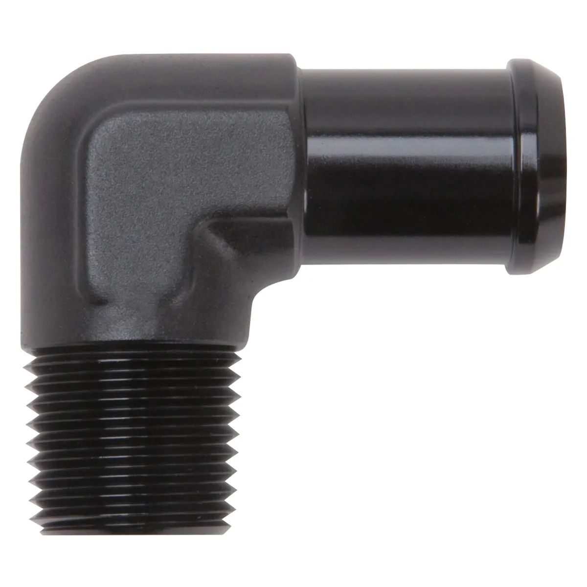 Edelbrock 8165 Heater Hose End Fitting - 90Ã‚° with 1/2 NPT and 3/4 Barb. product image