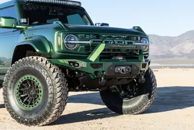 Bodyguard Bumpers Freedom Front Bumper Baja For 2021-2025 Ford Bronco Winch Mount Sensor Cutouts With Camera Harness + Pod Texture Black Powdercoat Bodyguard Bumpers