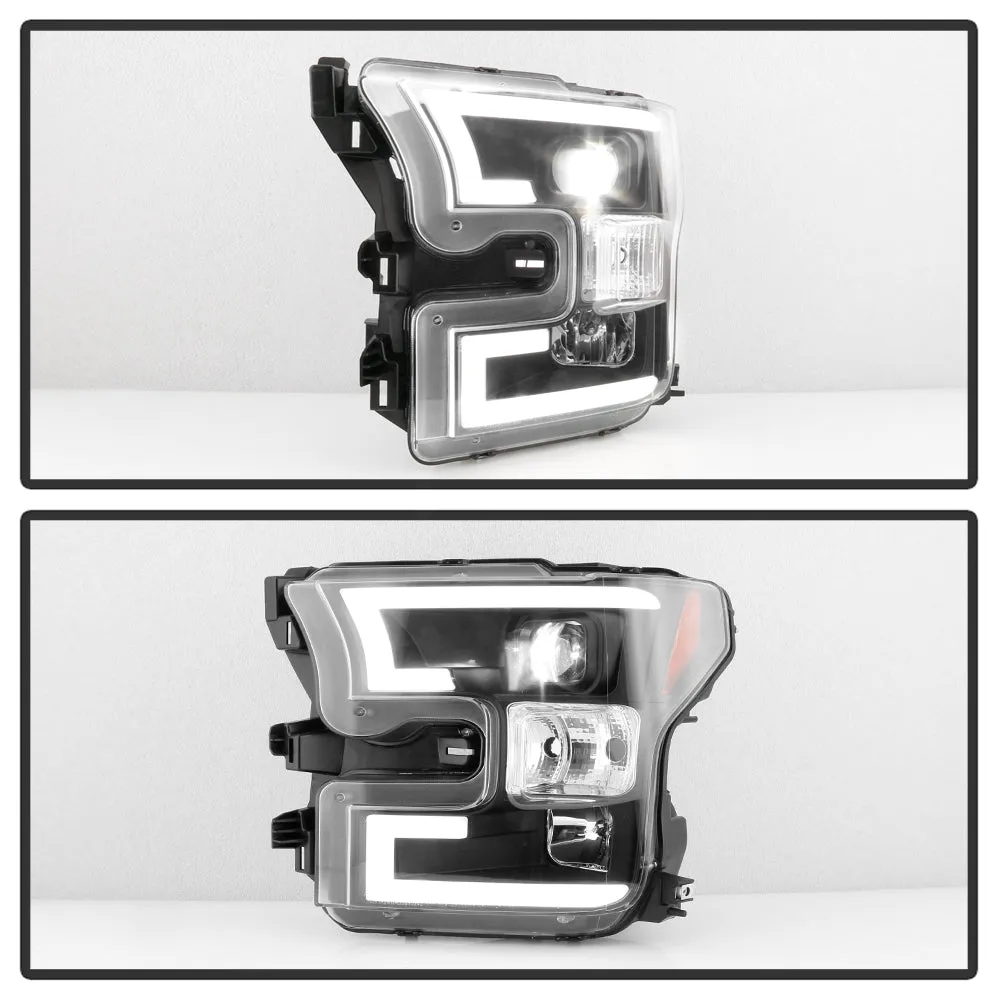 ( Spyder Platinum ) Ford F150 2015-2017 Halogen Model Only ( do Not Fit Factory LED Model ) High-Power LED Module (Low Beam) Equipped Headlights - Black - Low Beam: LED (Included) - High Beam: - Turn Signal: product image