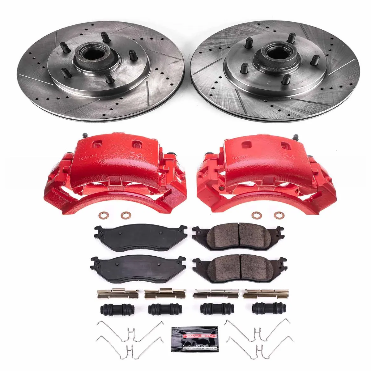 Z23 Evolution Sport Upgrade Kit: Drilled/Slotted Rotors; Carbon-Fiber Ceramic Pads; Powder Coated Calipers product image