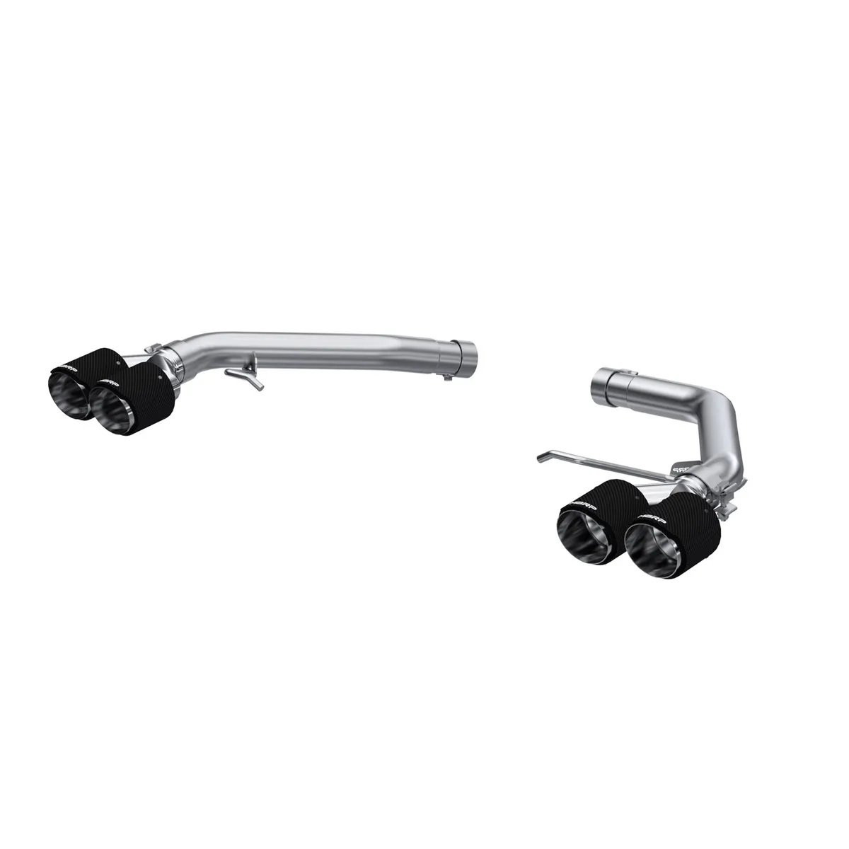 Armor Pro Axle Back Exhaust System; 2.5 in.; Dual Rear Exit; Quad 4 in. OD Carbon Fiber Tips; T304 Stainless Steel; product image