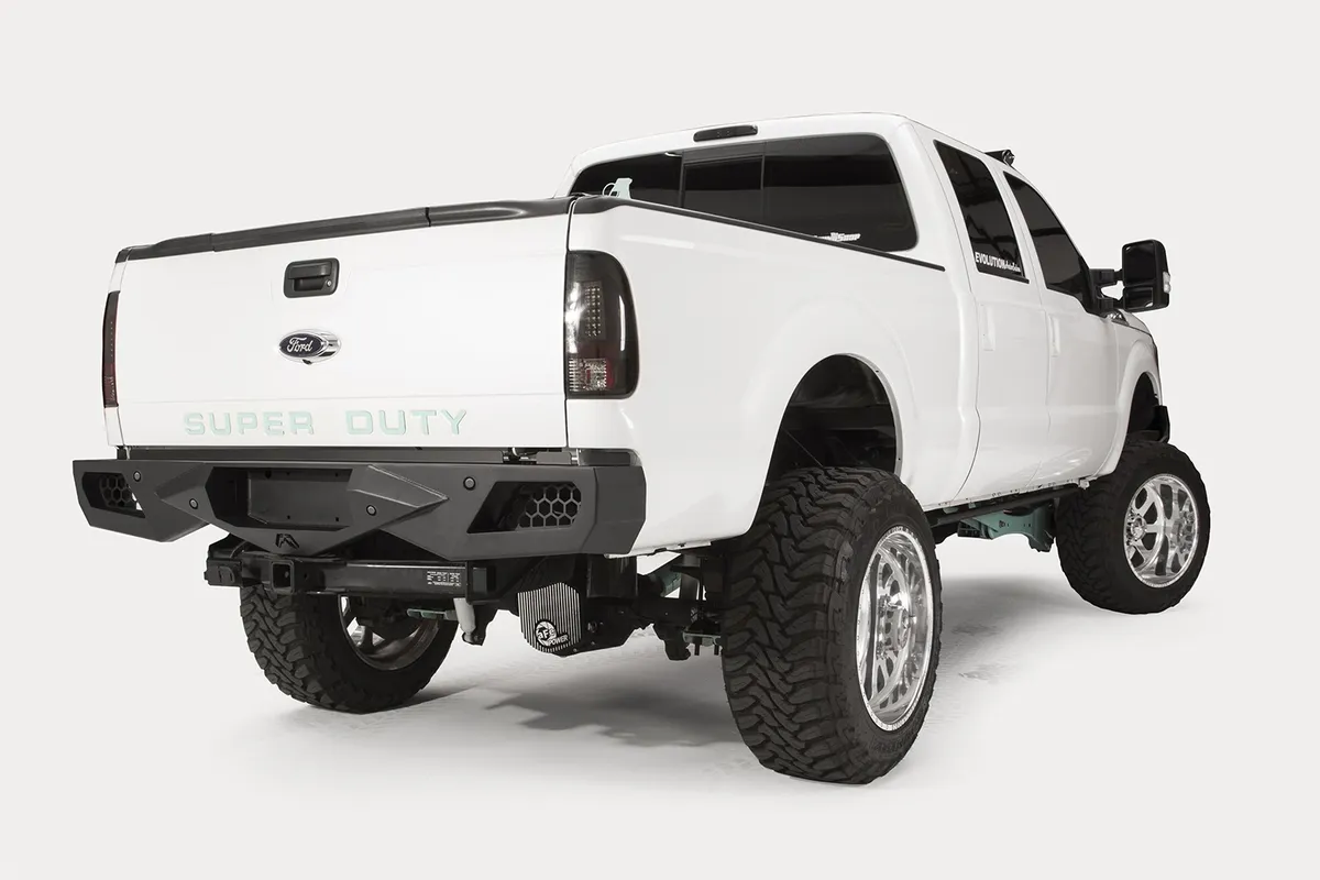 Fab Fours Vengeance Front Bumper; 2 Stage Black Powder Coated; No Guard; Sensor Rear;