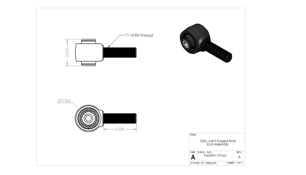 Forged Rod End 1"-14 RH 2-5/8" Width 9/16" product image