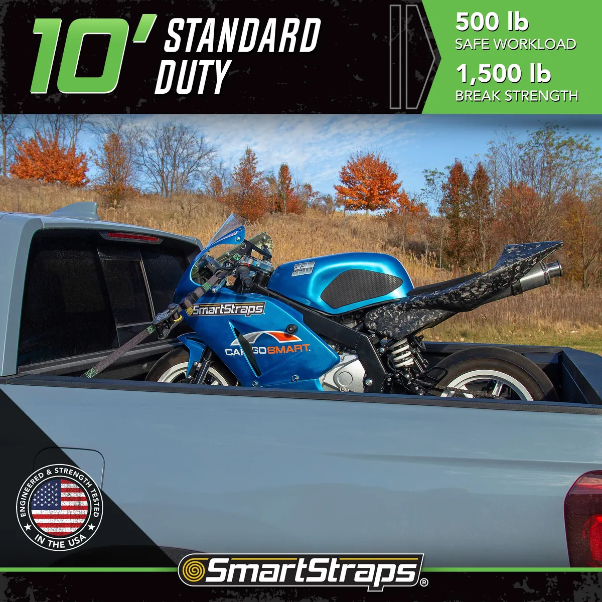 14ft 1500lb Tactical Ratchet Tie Down 4 pk Green product image