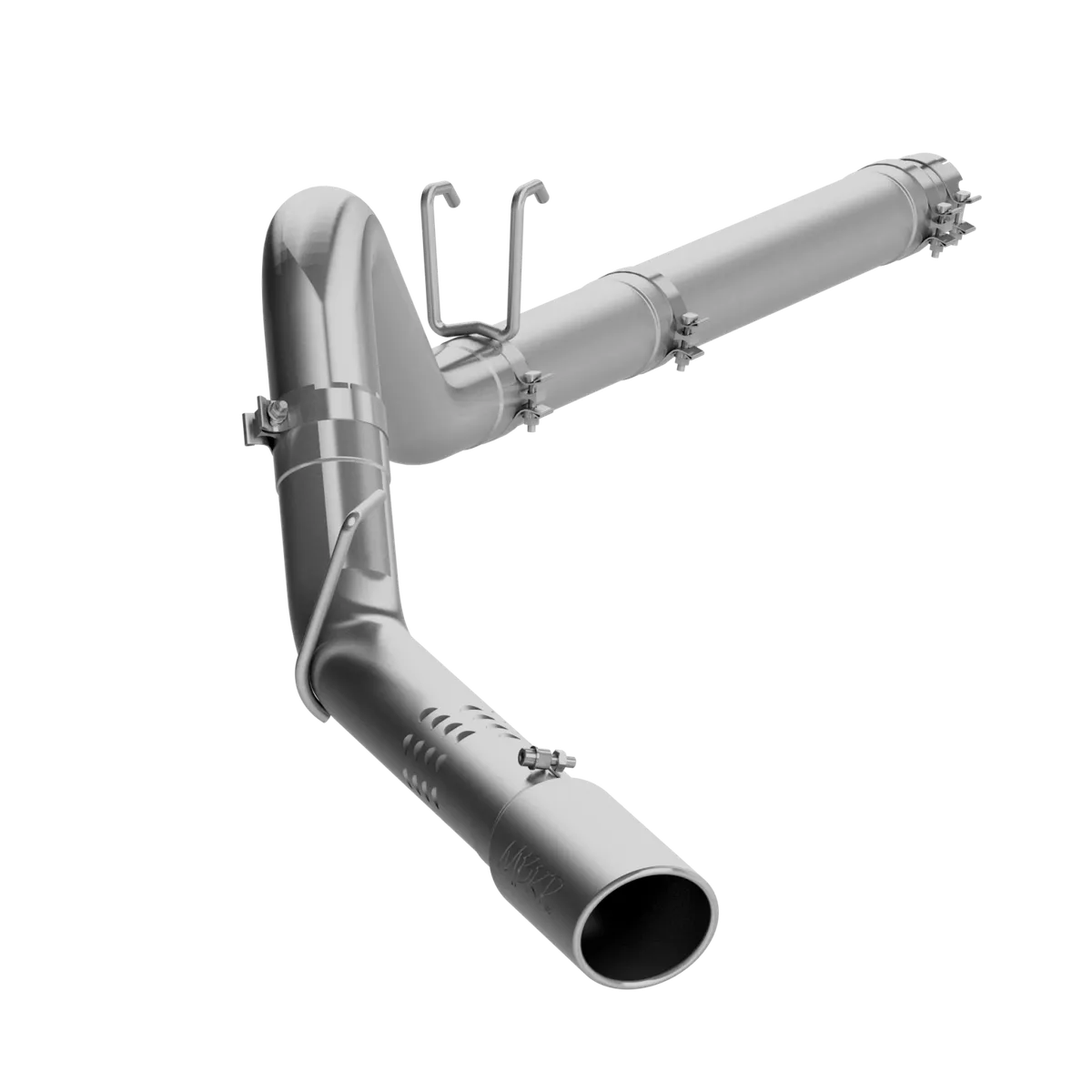 Armor Plus Filter Back Exhaust System; 4 in.; Incl. Adapter/Ext. Pipes/Over Axle Pipe/Tailpipe/Hardware/5 in. OD Tip; Single Side Exit; T409 Stainless Steel; product image