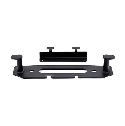 Warn WARN - Black fairlead mounting plate that fills gap in factory bumper; features stanchions for winch rope and hook and license plate mounting bracket