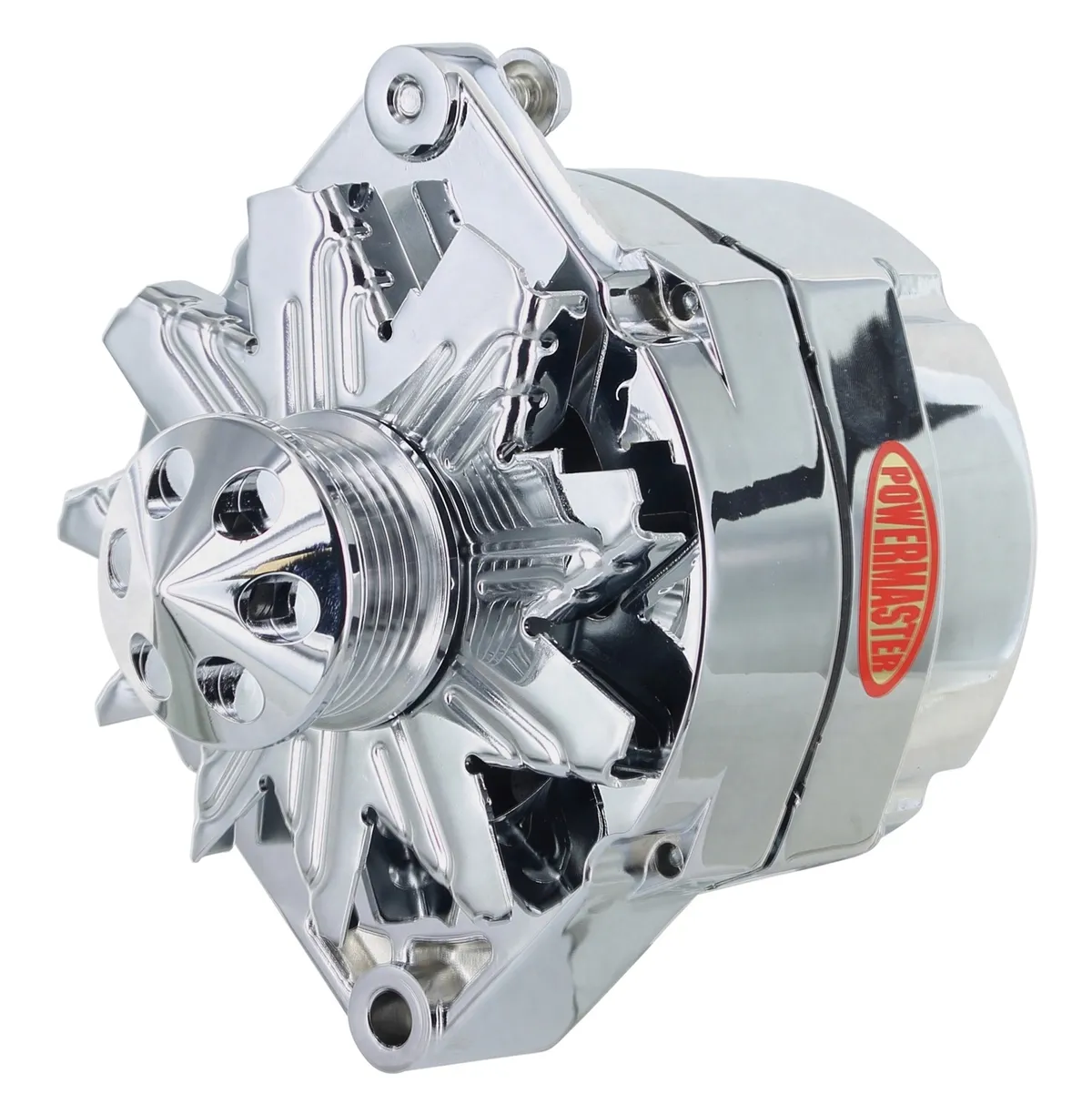 Power Master Alternator; 12si; 150 Amp; 100 Idle; 6 Groove Pulley; Cone; Chrome;