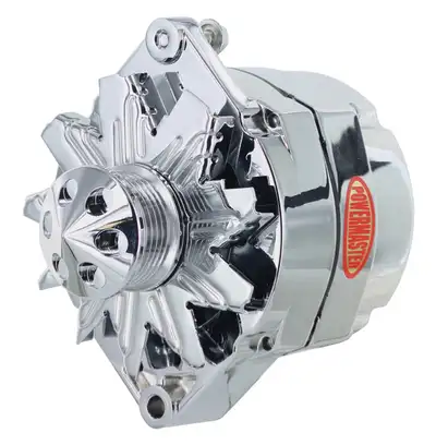 Power Master Alternator; 12si; 150 Amp; 100 Idle; 6 Groove Pulley; Cone; Chrome;
