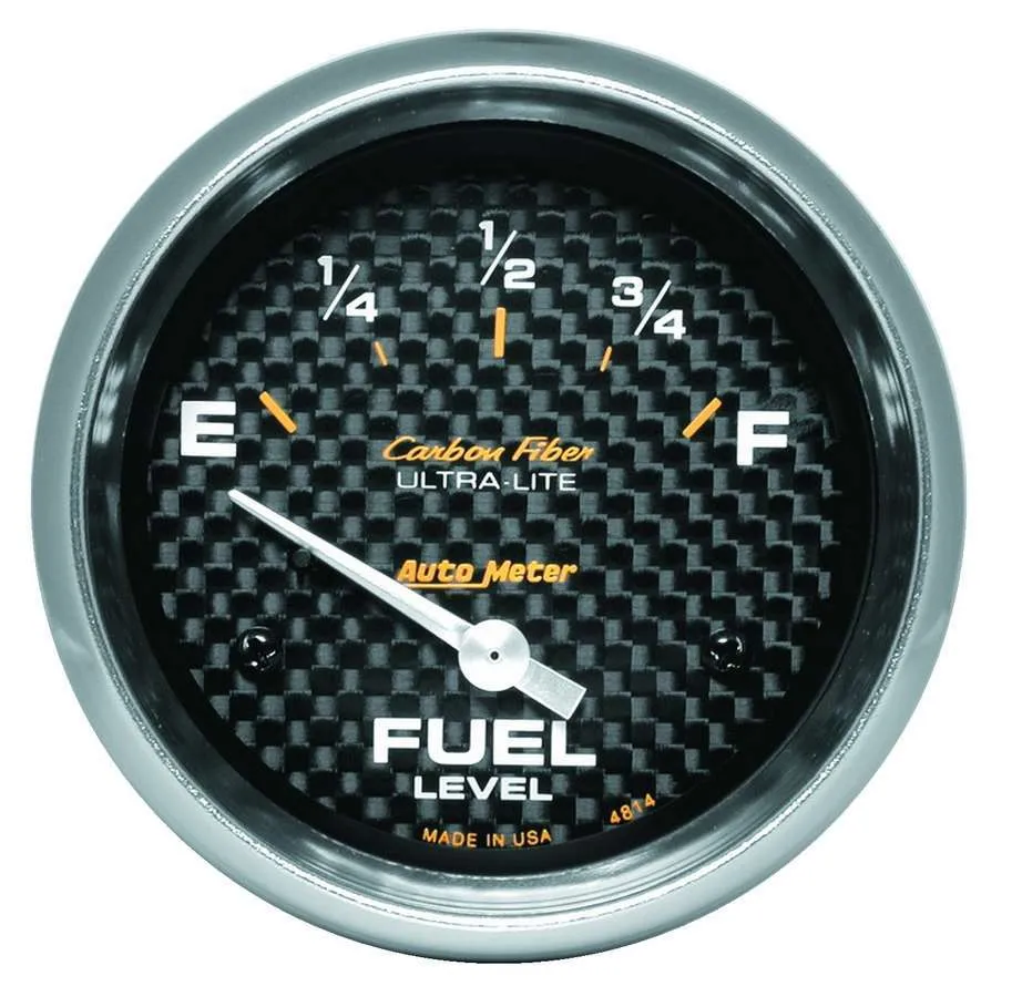 AutoMeter Gauge, Fuel Level, 2 5/8", 0OE to 90OF, Elec, Carbon Fiber