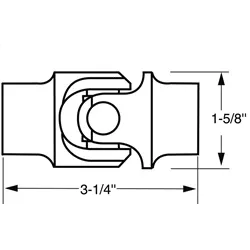 Borgeson - Steering U-Joint - P/N: 013452 - Steel single steering universal joint. Fits 3/4 in.-36 Spline X 1 in. Double-D. product image