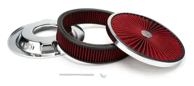 Racing Power Company 14in X 3in Super Flow Air Cleaner Chrome/Red