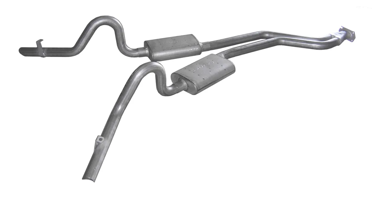 Cat Back Exhaust System 78-88 GM G-Body Split Rear Dual Exit 2.5 in Intermediate Pipe And Tailpipe Race Pro Mufflers/Hardware Incl Tip Not Incl Natural 409 Stainless Steel Pypes Exhaust product image