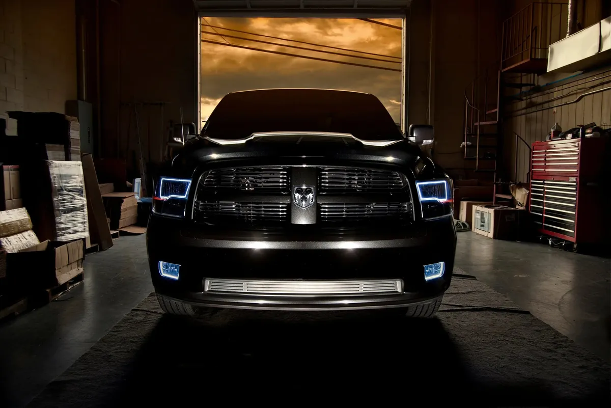 Oracle Lighting 2009-2018 RAM 1500 Sport Pre-Assembled ColorShift W Switchback Halo Heaqdlights - Black Housing product image