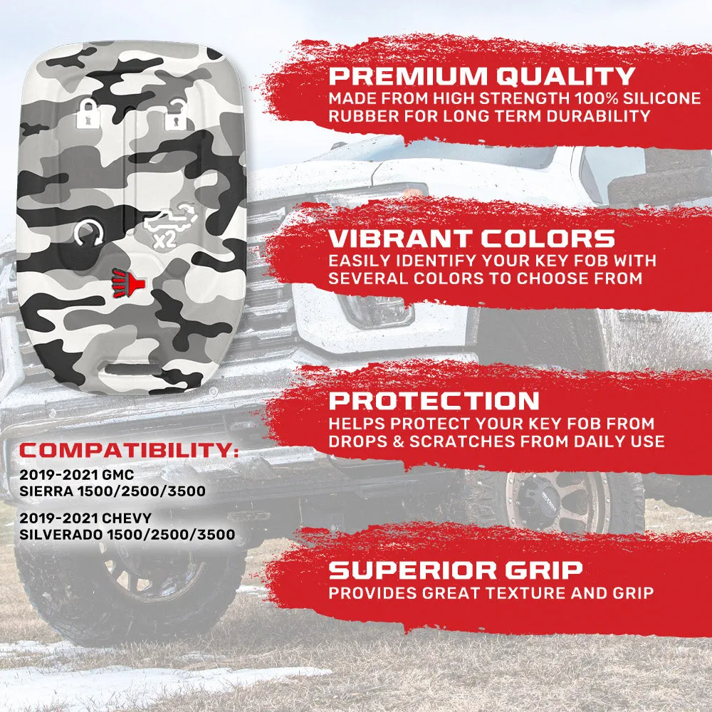 GMC & Chevy 19-21 Sierra & Silverado 1-Piece 100% Silicone Rubber Key Fob Cover - Multiple Colors product image