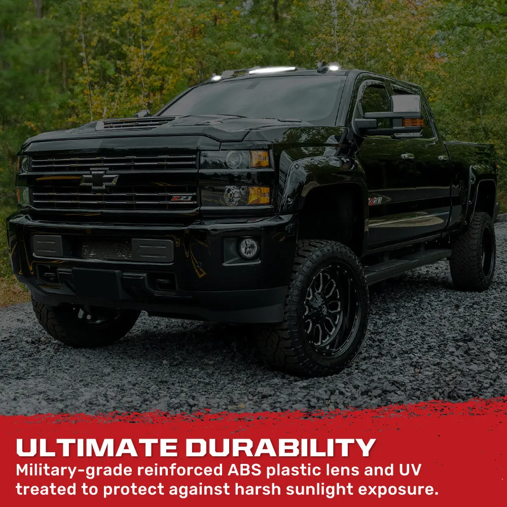 Gmc Chevy 15-19 3rd Gen Body Style Heavy-Duty 3-Piece Set Smoked Cab Roof Light Lens With 2-Way Forward Rear Facing White Ultra High-Power Leds - Plug-N-Play Installation Replaces OEM Installed Cab Roof Lights product image