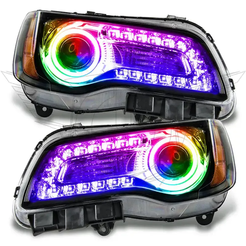Oracle Lighting 2011-2014 Chrysler 300c Non-Hid Pre-Assembled LED Halo Headlights Wcolorshift DRL - Black Housing product image