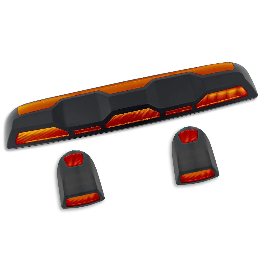 Gmc Chevy 20-23 4th Gen Body Style Heavy-Duty 3-Piece Set Amber Cab Roof Light Lens With 2-Way Forward Rear Facing Amber Ultra High-Power Leds - Includes Complete Wiring Kit For Installation on Truck That Did Not Come With OEM Installed Cab Roof product image