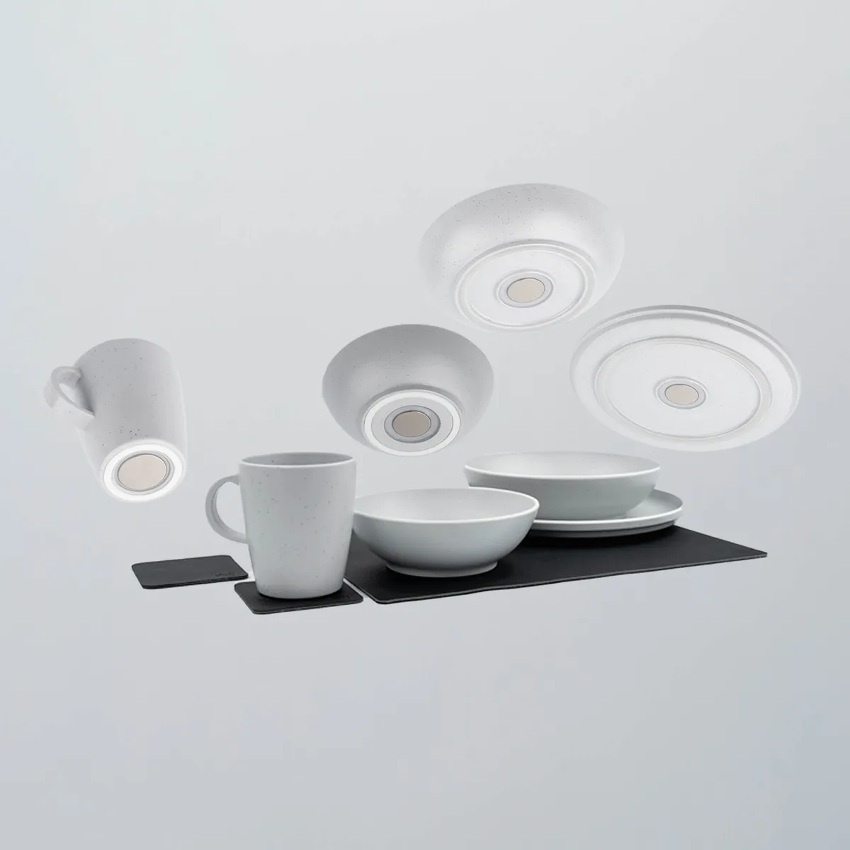 Magnetic plastic tableware set DOLOMIT WHITE product image