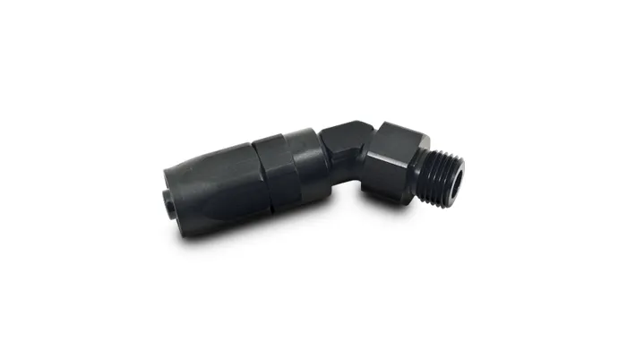 45 Degree Hose End Fitting; -12AN Hose Size; -12AN Male ORB Thread Size; 1-1/16-12 in. Thread; 6061 Aluminum; Black Anodized; product image