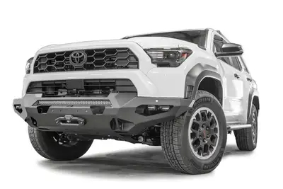 Fab Fours Matrix Front Bumper; w/ No Guard; Matte Black Powder Coat; Steel; 30 in. Light Bar/ Four 2x3 LED Pod Lights; Incl. D-Ring Mounts;