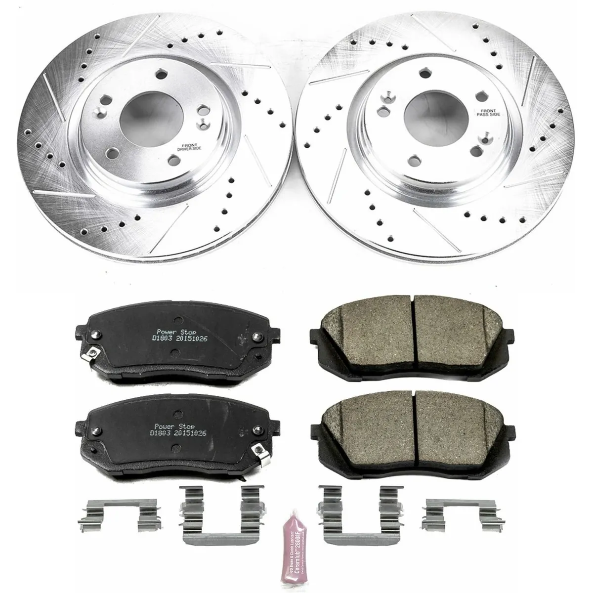 Z23 Evolution Sport Upgrade Kit: Drilled/Slotted Rotors; Carbon-Fiber Ceramic Pads W/Hardware product image