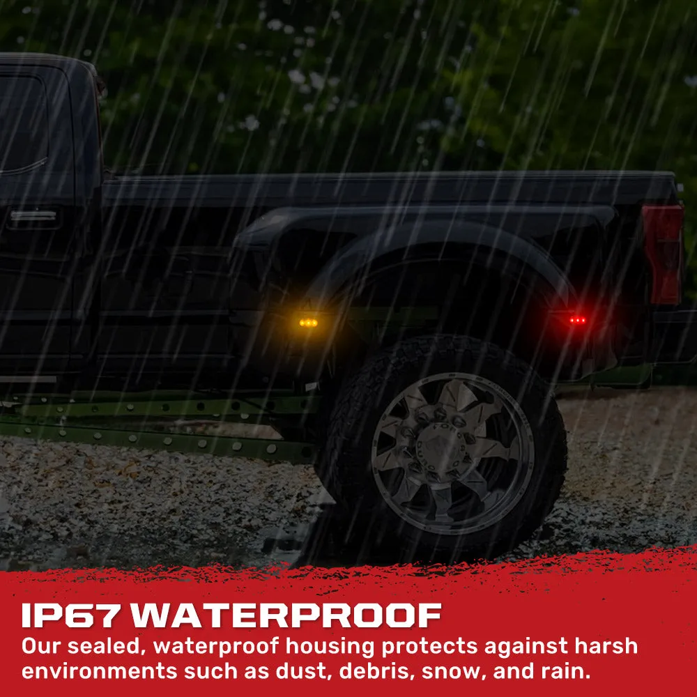 11c F350/F450 Dually Fender Lenses (4 Pcset) White Lights Clear Lens W/Chrome t product image