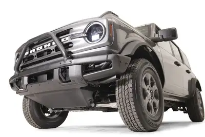 Fab Fours Stubby Bumper; w/No Guard; 2 Stage Matte Black Powder Coat;