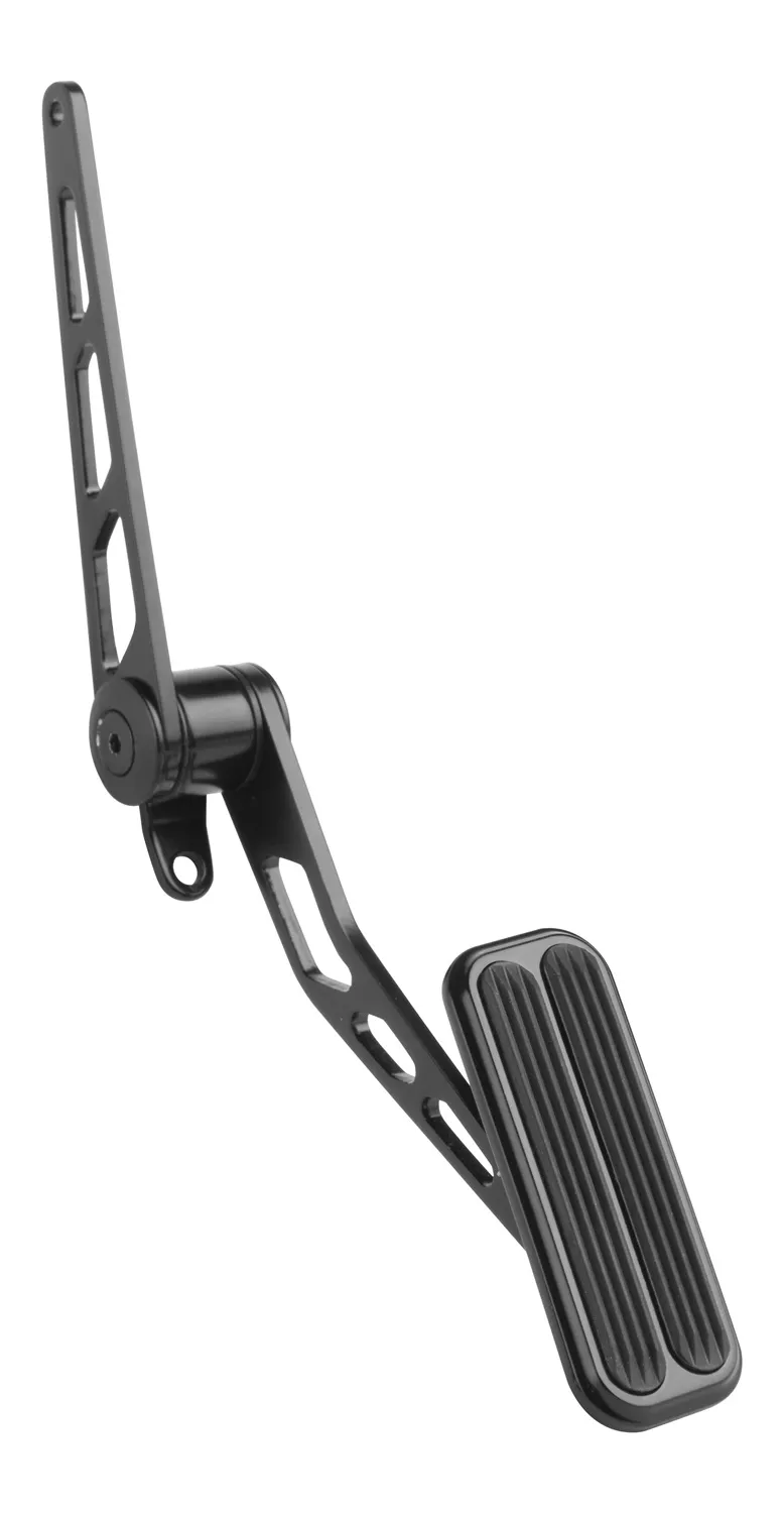 Throttle Pedal Assembly; Midnight Series Black Steel; Spring Loaded; Splined Lower Arm; Incl. Mounting Bracket; w/Rubber Insert; Steel; product image