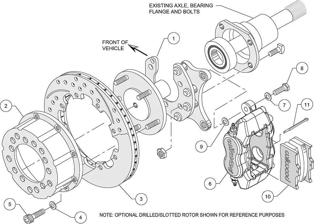 Wilwood FDLI PS Rear Kit Drilled Red Big Ford 2.54in Offset product image