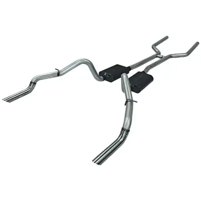 Flowmaster 69-69 Chev. Camaro / Pontiac Firebird V-8 All 2.50in Mandrel Bent Tubing From Trans X-Member Back Incl. H-Pipe Hardware Super 44 Series Mufflers Stainless Tips American Thunder (Does Not Fit Convertibles W/O X-Brace Modification Call Tech Support