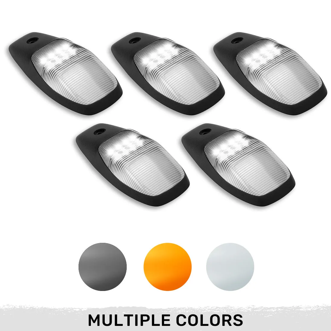 Dodge 19-23 RAM Heavy-Duty 2500 3500 5-Piece Set Smoked Cab Roof Light Lens With 2-Way Forward Rear Facing Amber Ultra High-Power Leds - Attn Plug-N-Play Replacement For OEM Factory Installed Cab Roof Lights product image