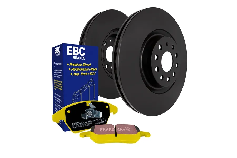 EBC Brakes S13 Kits Yellowstuff and RK Rotors; Rear; FMSI Pad No. D1274; Solid; 5 Bolt Holes; 316mm Dia.; 76mm Height; 12mm Thick; 72.1mm Center Hole Dia.;