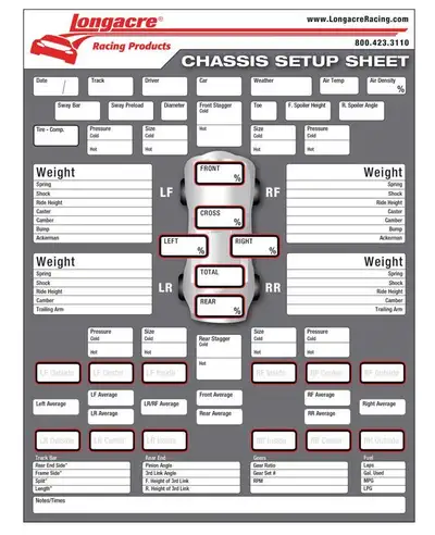 Longacre Chassis Set Up/Tire Sheet