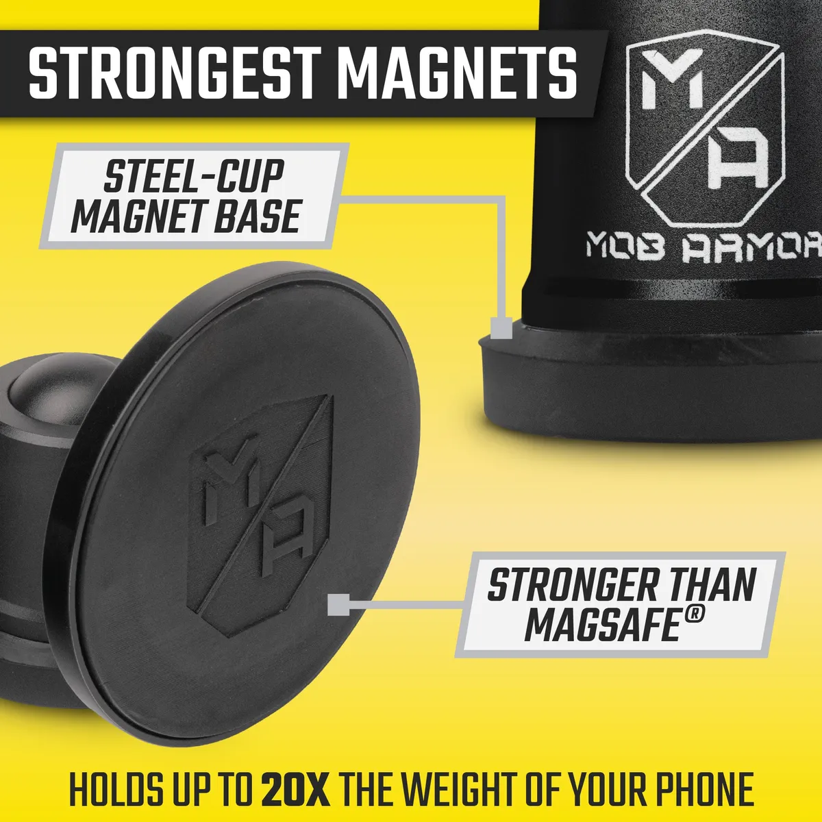 MobNetic Maxx .MS CHROME Finish | Non-Charging MagSafe® Magnetic Phone Mount product image