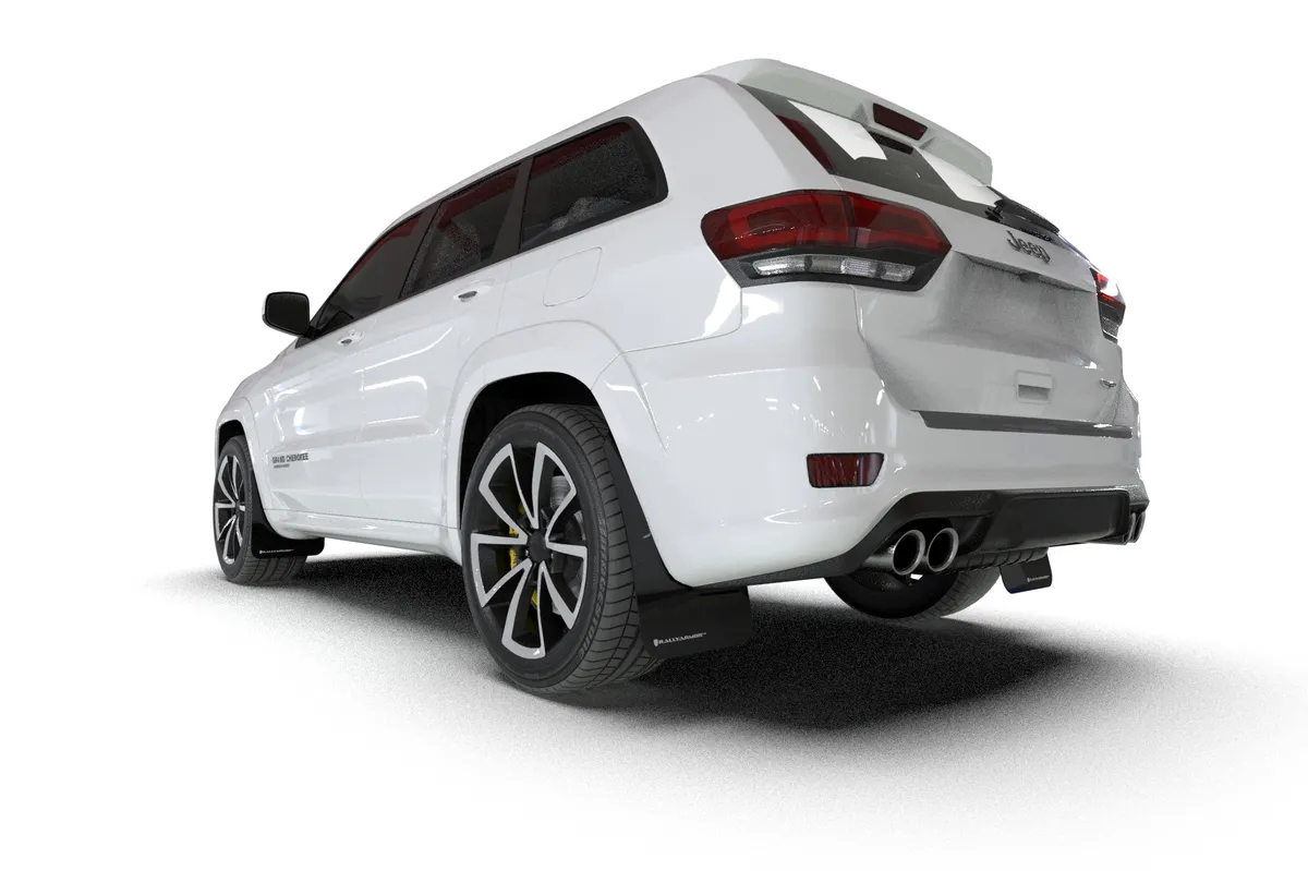 Rally Armor MF134-UR-BLK-WH - 2018-22 Jeep Grand Cherokee Trackhawk - Black Mud Flap/White Logo product image