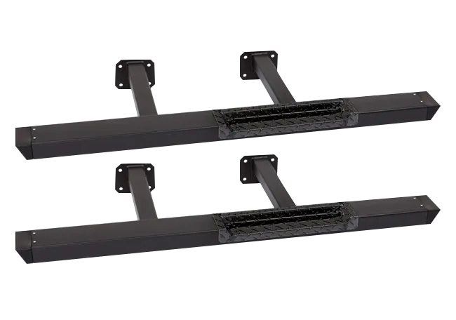 Warrior Products Jeep JK Rock Bars w/ Diamond Tread Step (Black)