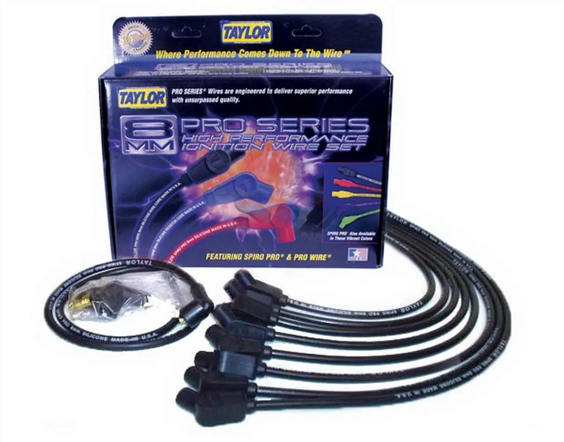 Taylor Cable Taylor Cable Chevy Big Block Race Fit 8mm Spiro-Pro Spark Plug Wire Set with Over Valve Cover HEI Fitment - Black - 135° Spark Plug Boot Angle - 76032