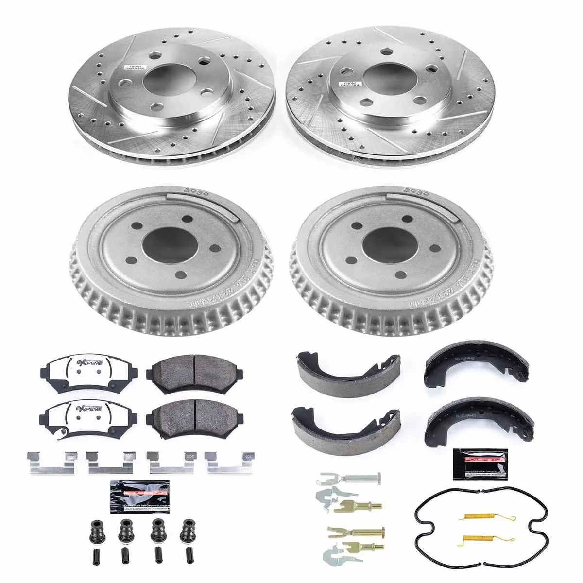 Z26 Street Warrior Upgrade Kit: Drilled/Slotted Rotors; Carbon-Fiber Ceramic Pads W/Hardware; Coated Drums; Shoes W/Hold Down And Adjuster Kit product image