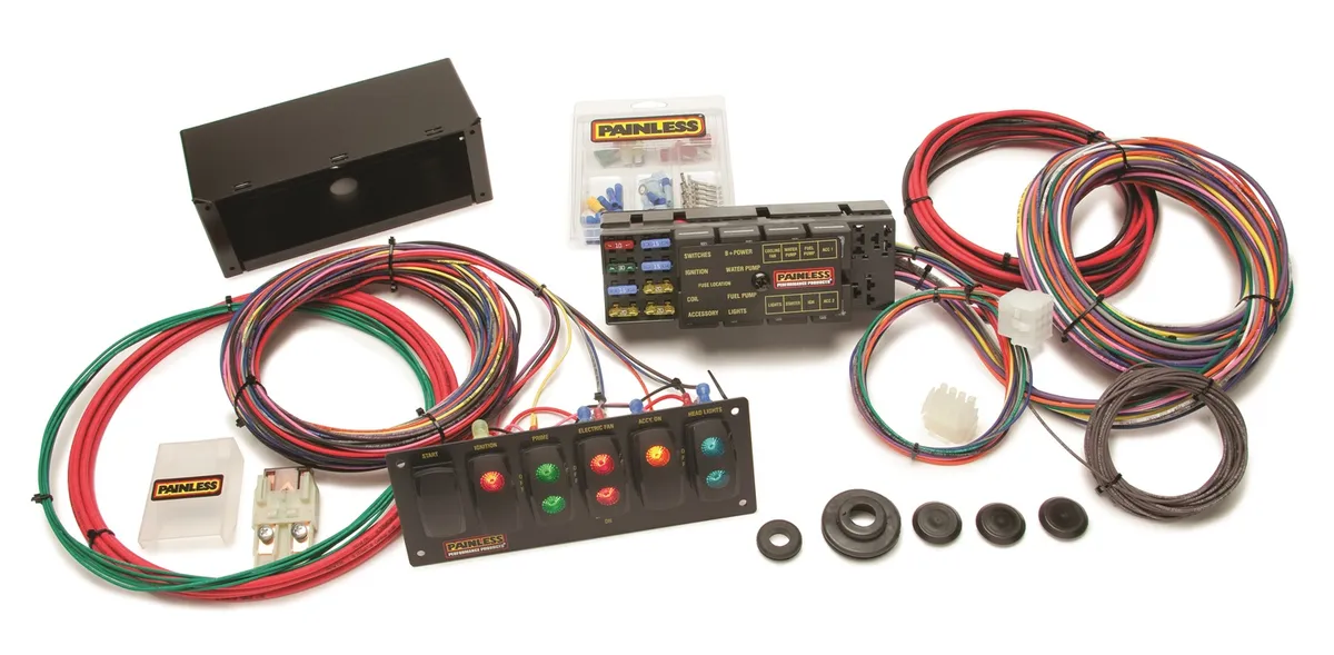10 Circuit Race Only Chassis Harness/Switch Panel Kit; Kit Incl. PN[50001] Plus 6 Switch Contour Rocker Panel; product image