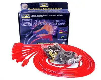 Taylor Cable Taylor Cable Universal 8mm Spiro-Pro Spark Plug Wire Set - 8 Cylinders - 180° Spark Plug Boot Angle - Red - 73255