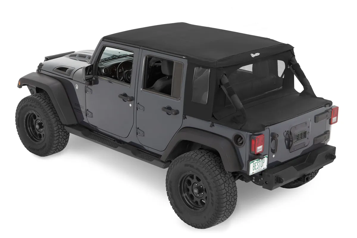 Jeep Wrangler Halftop Soft Top Conversion Kit For Jeep 2007-2018 Wrangler JK 4 Door Black Premium Twill Bestop product image