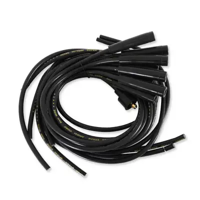ACCEL Spark Plug Wire Set - 8mm - Universal - Black Wire with Black Straight Boots - 5040K, Spark Plug Wires, Super Stock, Spiral Core, 8mm, Black, Set
